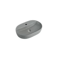 Aufsatzwaschtisch 'Tari' Keramik oval matt light grey 60,5 x 40 x 12 cm