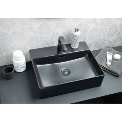Aufsatz-Waschtisch 'Vita' Keramik schwarz 50 x 13 x 42 cm