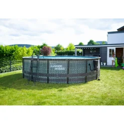 Aufstellpool 'Elite Frame' Rattan-Optik grau Ø 488 x 122 cm