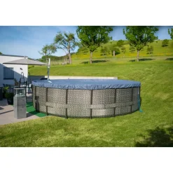 Aufstellpool 'Elite Frame' Rattan-Optik grau Ø 549 x 132 cm