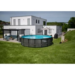 Aufstellpool 'Elite Frame' Rattan-Optik grau Ø 549 x 132 cm