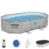 Aufstellpool 'Power Steel™ Swim Vista Series™' Komplett-Set mit Sandfilteranlage cremegrau Steinwand-Optik oval 488 x 305 x 107 cm