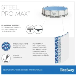 Aufstellpool 'Steel Pro Max™' grau/weiß Ø 366 x 100 cm, Komplett-Set