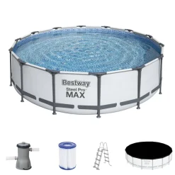 Aufstellpool 'Steel Pro MAX' Komplett-Set, grau rund Ø 427 x 107 cm