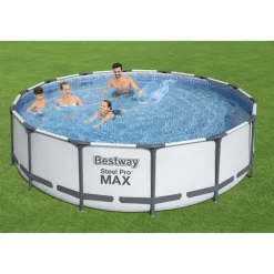 Aufstellpool 'Steel Pro MAX' Komplett-Set, grau rund Ø 427 x 107 cm