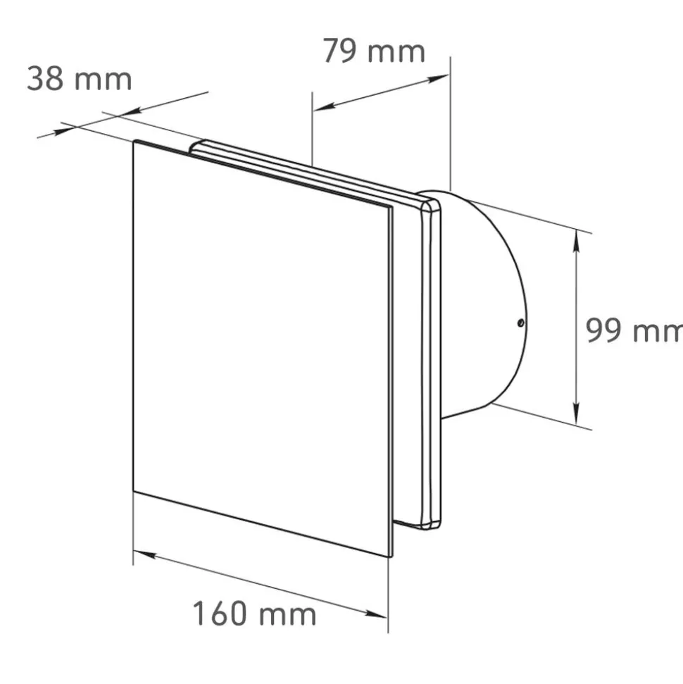 Axialventilator Glas 'WDNLF D100' Ø 100 mm mit Nachlauf und Feuchtesensor