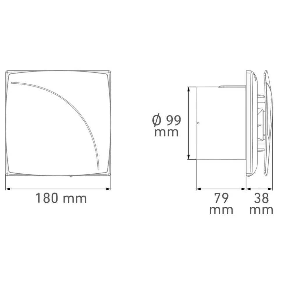 Axialventilator 'WDNL M100' Ø 100 mm mit Nachlauf