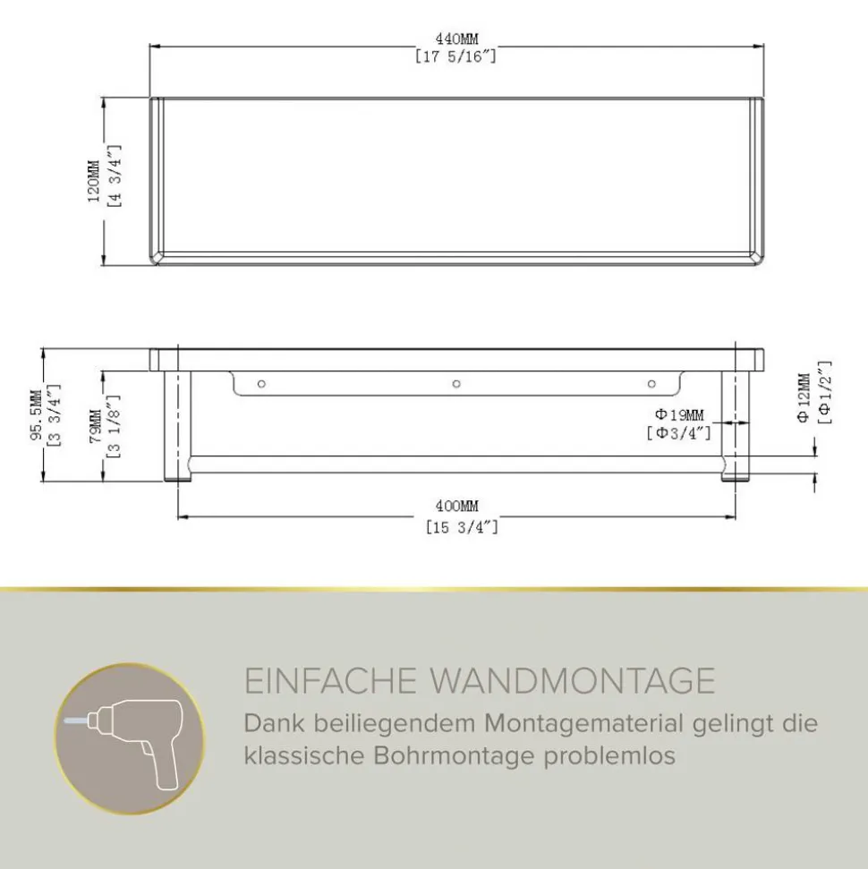 Badablage mit Handtuchhalter 'Soulution' 44 x 12,5 x 9,5 cm