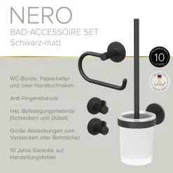 Badaccessoire-Set 'Nero' mattschwarz 4-teilig