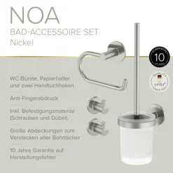 Badaccessoire-Set 'Noa' nickelfarben 4-teilig