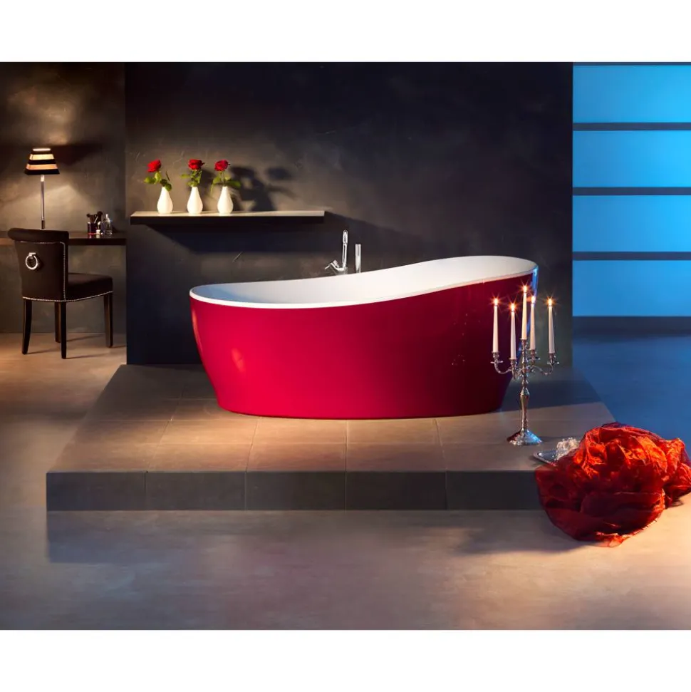 Badewanne 'Aviva' freistehend 180 x 85 cm bordeaux
