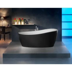 Badewanne 'Aviva' freistehend Sanitäracryl schwarz-weiß 1800 x 850 mm