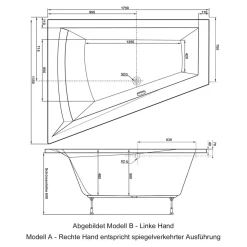 Badewanne 'Galia II' Modell B 175 x 135 cm weiß