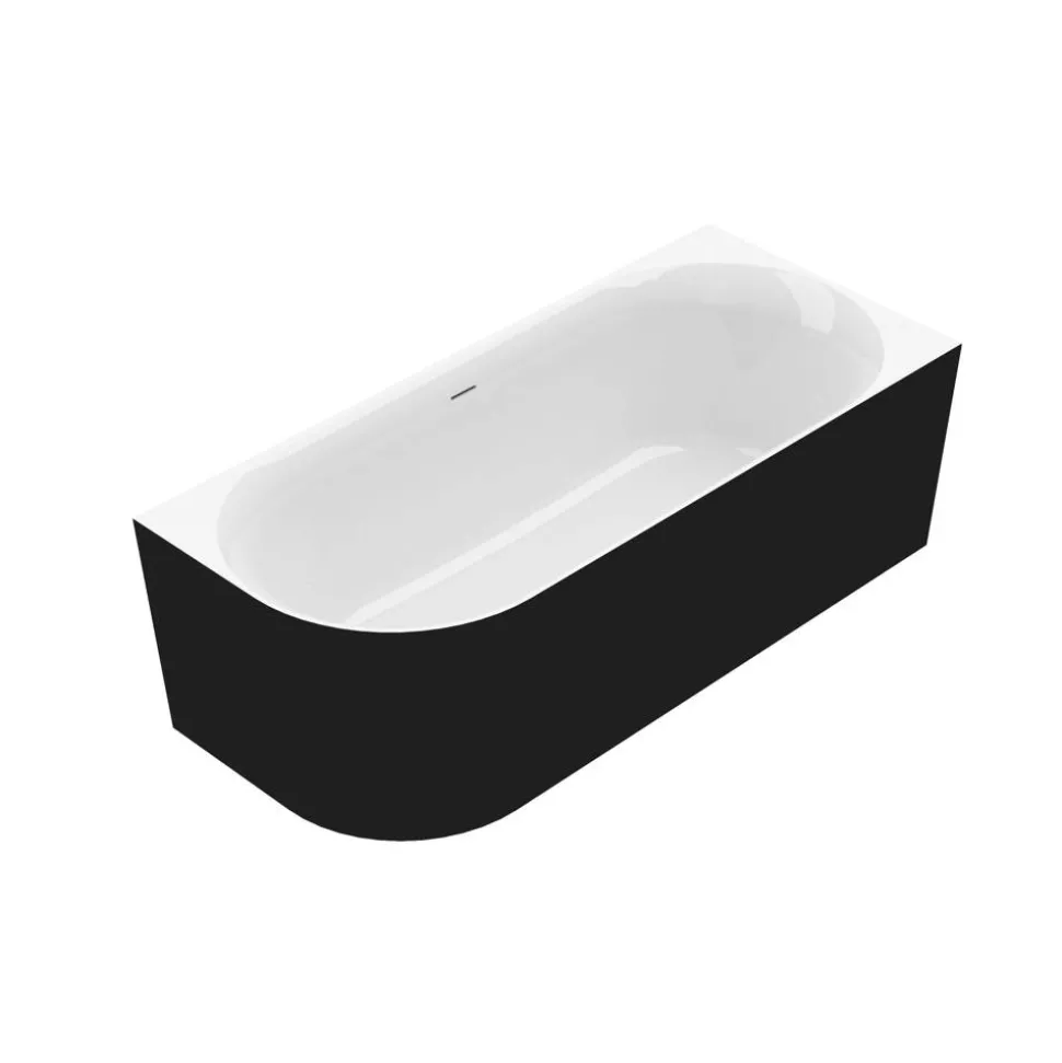 Badewanne 'Mince Corner' links schwarz/weiß 180 x 80 cm