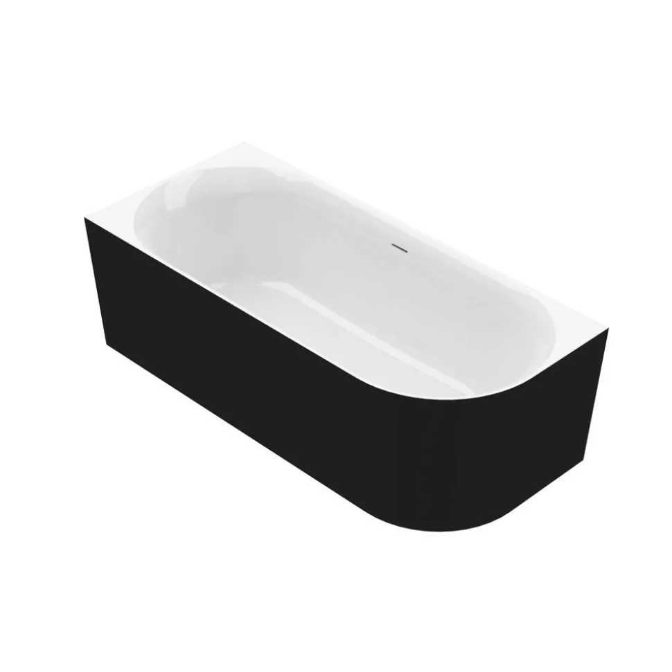 Badewanne 'Mince Corner' rechts schwarz/weiß 180 x 80 cm