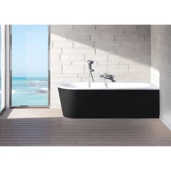 Badewanne 'Modena Corner' links 178 x 78 cm schwarz-weiß