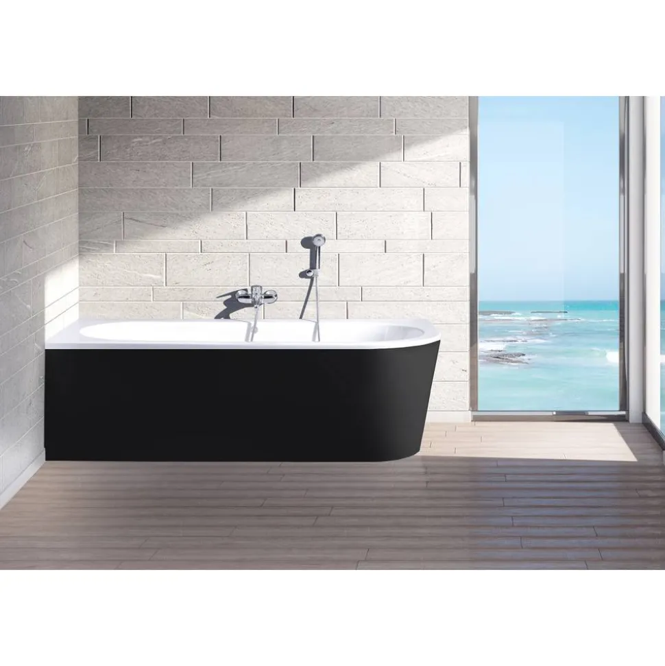 Badewanne 'Modena Corner' rechts 178 x 78 cm schwarz-weiß