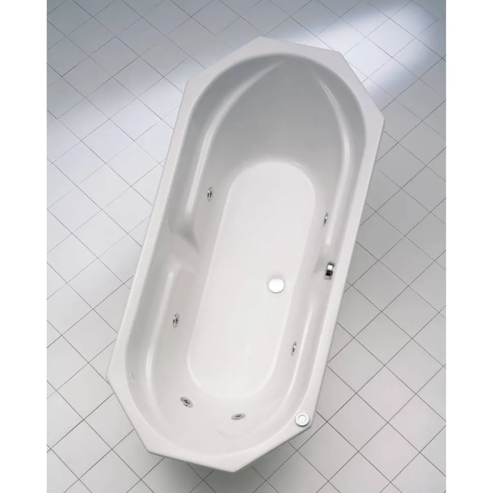 Badewanne 'Sicilia' mit Whirlpoolsystem weiß 170 x 75 cm