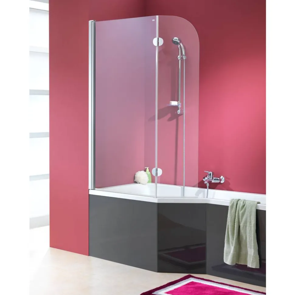 Badewannenaufsatz chromfarben 140 x 80 cm 2-teilig