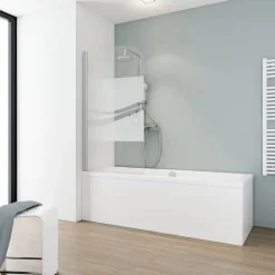 Badewannenaufsatz 1-teilig 'Komfort' Echtglas Dekor Liane, Alu-Natur 80 x 140 cm