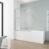 Badewannenfaltwand ausziehbar 2-teilig 'Komfort' Echtglas Dekor Querstreifen, Alu-Natur 70 - 118 x 140 cm