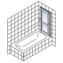 Badewannenfaltwand ausziehbar 2-teilig 'Komfort' Echtglas Dekor Querstreifen, Alu-Natur 70 - 118 x 140 cm