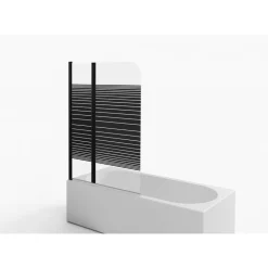 Badewannenfaltwand Glas schwarz 2-teilig 100 x 140 cm