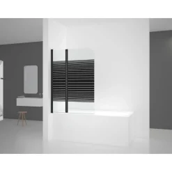 Badewannenfaltwand Glas schwarz 2-teilig 100 x 140 cm