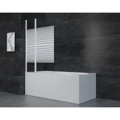 Badewannenfaltwand Glas weiß 2-teilig 100 x 140 cm