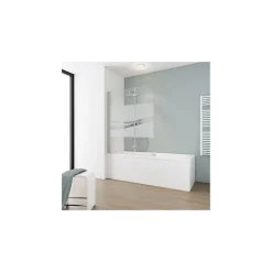 Badewannenfaltwand 'Komfort' Liane-Dekor quer, Chromoptik, 112 x 140 cm, 2-teilig