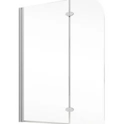 Badewannenfaltwand 'Komfort' teilgerahmt, aluminiumfarben, 112 x 140 cm, 2-teilig
