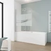 Badewannenfaltwand 'Komfort' Liane-Dekor quer, aluminiumfarben, 112 x 140 cm, 2-teilig