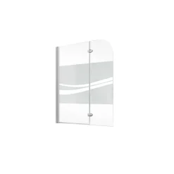 Badewannenfaltwand 'Komfort' Liane-Dekor quer, aluminiumfarben, 112 x 140 cm, 2-teilig