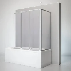 Badewannenfaltwand mit Seitenwand vollgerahmt 71 x 129 x 140 cm
