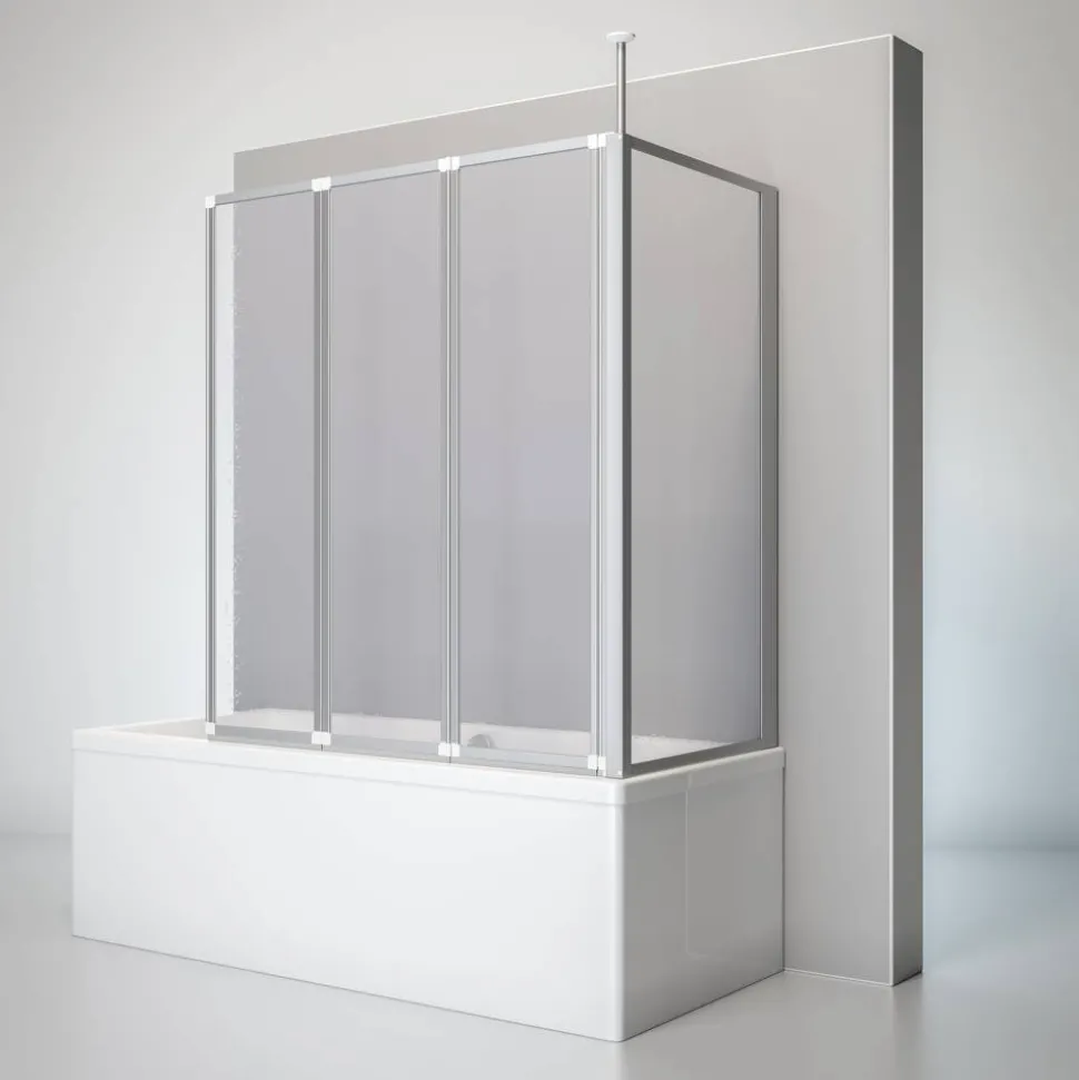 Badewannenfaltwand mit Seitenwand vollgerahmt 71 x 129 x 140 cm