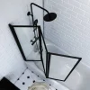 Badewannenfaltwand schwarz 3-teilig 125 x 143 cm