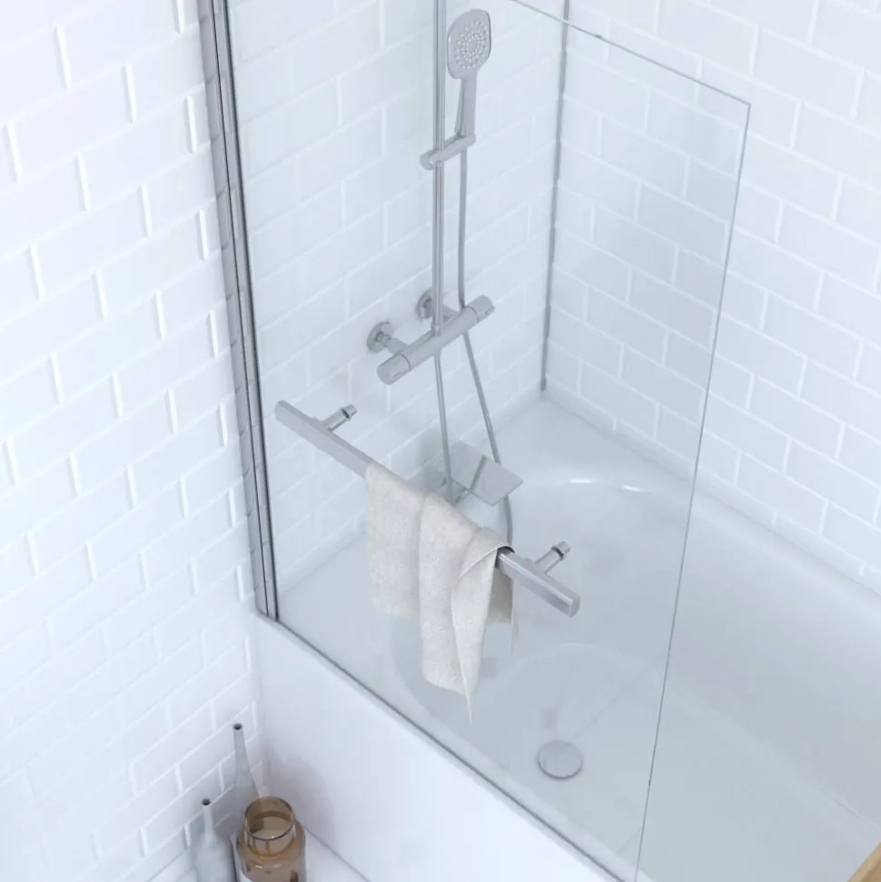 Badewannenfaltwand silbern 1-teilig 85 x 150 cm