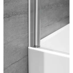 Badewannenfaltwand teilgerahmt, aluminiumfarben, 75 x 140 cm, 1-teilig
