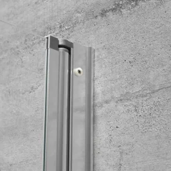 Badewannenfaltwand teilgerahmt, aluminiumfarben, 75 x 140 cm, 1-teilig