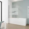 Badewannenfaltwand 2-teilig 'Komfort' Echtglas Dekor Liane, Chromoptik 114 x 140 cm