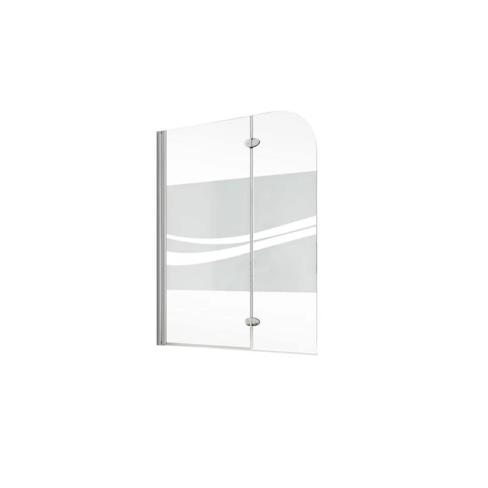 Badewannenfaltwand 2-teilig 'Komfort' Echtglas Dekor Liane, Chromoptik 114 x 140 cm