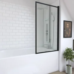 Badewannenfaltwand vollgerahmt schwarz 75 x 130 cm