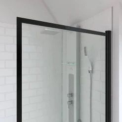 Badewannenfaltwand vollgerahmt schwarz 75 x 130 cm