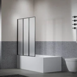 Badewannenfaltwand 'Jana' schwarz 3-teilig 120 x 140 cm