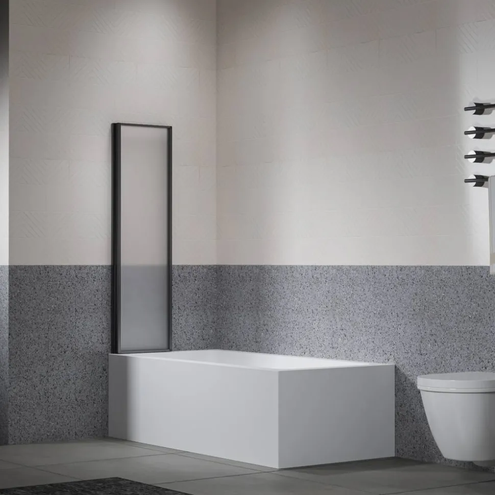 Badewannenfaltwand 'Jana' schwarz 3-teilig 120 x 140 cm