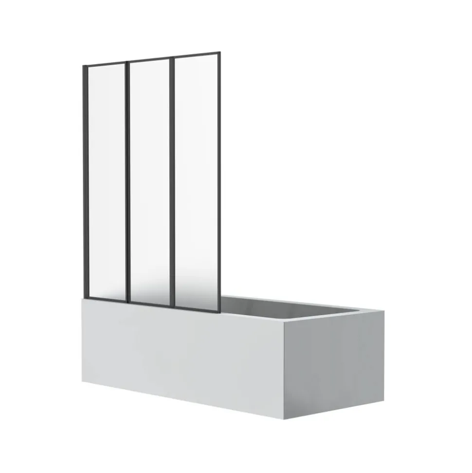 Badewannenfaltwand 'Jana' schwarz 3-teilig 120 x 140 cm