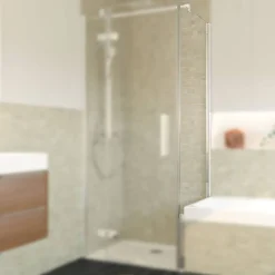 Badewannenseitenwand 'Avanta' für Drehtür, teilgerahmt, Chromoptik, 90 x 175 cm