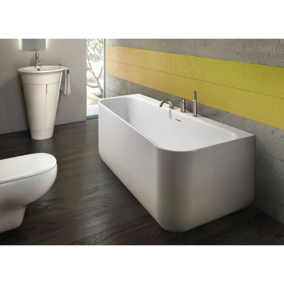 Badewannen-Set 'Pino' links Sanitäracryl weiß 1550 x 750 mm