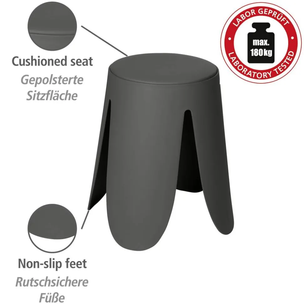 Badhocker 'Comiso' Kunststoff anthrazit matt Ø 44 x 46 cm