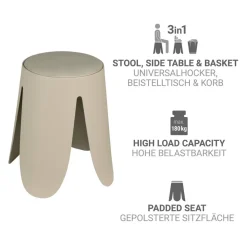 Badhocker 'Comiso' Kunststoff beige matt Ø 44 x 46 cm